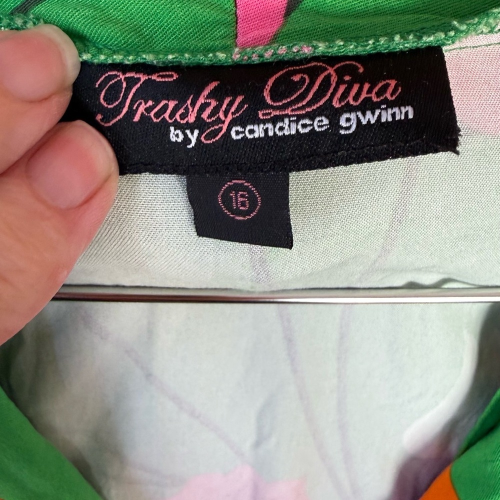 Trashy Diva Spring Green Floral Midi Dress with Pink, Orange & White Tulips - Picture 2 of 2
